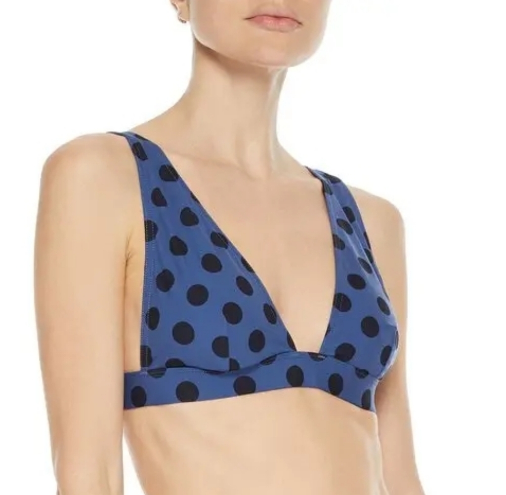 Zimmermann Sculpt Wide Triangle Bikini Top Indigo Polka Dot NWT